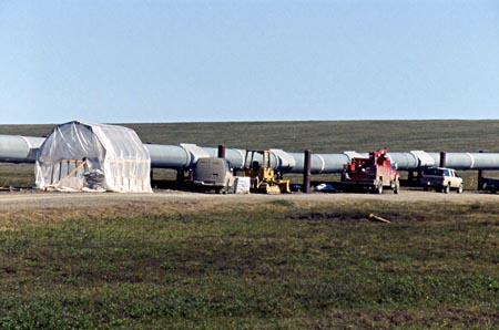 Alaska Pipeline crews performing maintenance on the Alaska Pipeline
