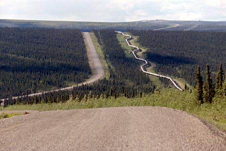 Alaska Pipeline near Finger Rock at mile 97 of the Dalton Highway